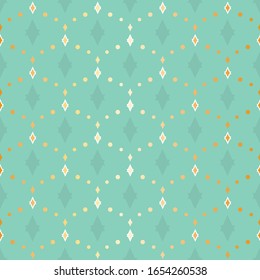 Vector Art Deco Detailed Gold Effect Chain on Aqua Menthe seamless pattern background.