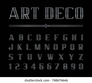 Vector of Art Deco font and alphabet, Condensed letters set. The Great Gatsby Style