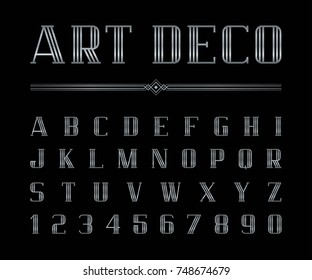 Vector of Art Deco font and alphabet, Condensed letters set. The Great Gatsby Style