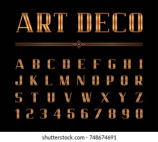 Vector of Art Deco font and alphabet, Condensed letters set. The Great Gatsby Style