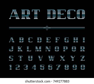 Vector Of Art Deco Font And Alphabet, Silver Letters Set. The Great Gatsby Style
