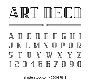 Vector Of Art Deco Font And Alphabet, Condensed Letters Set. The Great Gatsby Style