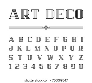 Vector Of Art Deco Font And Alphabet, Line Letters Set. The Great Gatsby Style
