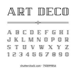 Vector Of Art Deco Font And Alphabet, Line Letters Set. The Great Gatsby Style