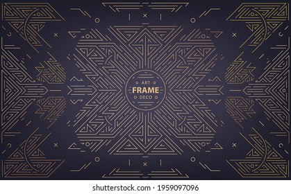 Vector art deco frame, abstract geometric design template for luxury products. Geometric silver background. Linear ornament composition, vintage. Use for packaging, branding, decoration, etc.