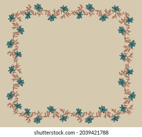 Vektor Art Deco Rahmen mit floralem Motiv. Ideal für Einladungen, Geschenkkarten.