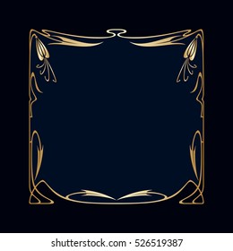 Vector art deco golden frame with space for text.