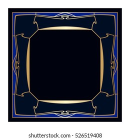 Vector art deco golden frame with space for text.
