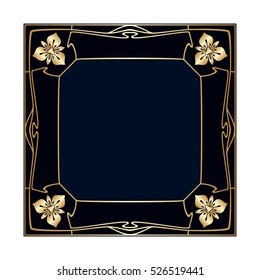 Vector art deco golden frame with space for text.