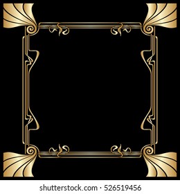 Vector art deco golden frame with space for text.