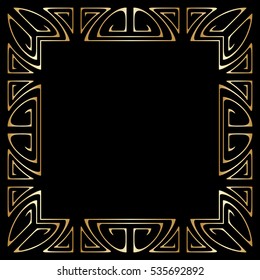 Vector art deco golden frame with space for text.
