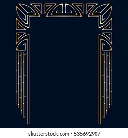 Vector Art Deco Golden Frame With Space For Text.