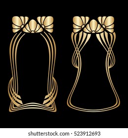 Vector art deco golden frames with space for text.