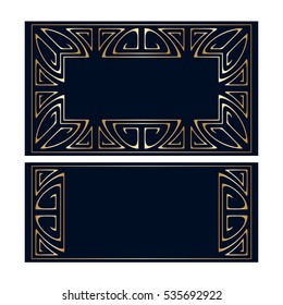 Vector art deco golden frames with space for text.