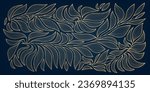Vector art deco leaf pattern, golden luxury pattern. Wavy fancy design, banner, package, cover, invitation. 