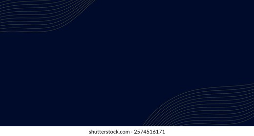 Vector art deco line wave pattern, gold on blue elegant texture, abstract wavy shapes. Premium illustration template, fancy dark copper graphic.