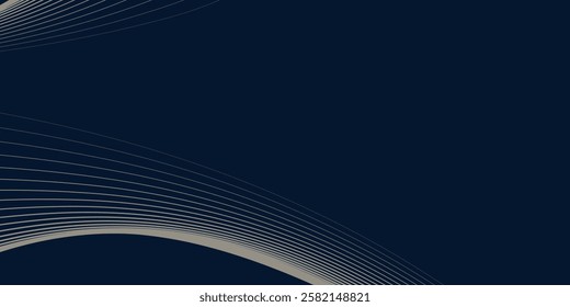 Vector art deco line wave pattern, gold on blue elegant texture, abstract wavy shapes. Premium illustration template, fancy simple modern