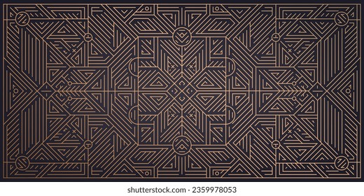 Vector art deco pattern. Abstract geometric luxury wedding, party design, geometric ornament, linear style. Horizontal orientation, golden gradient