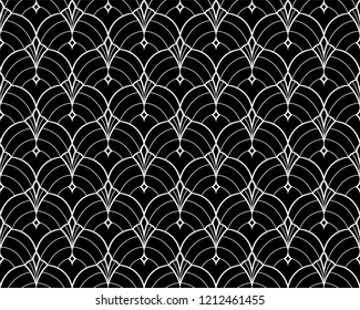 Vector Art Deco Pattern. Seamless Abstract Background. Geometric Arabesque Vintage Style Texture.