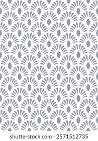 Vector Art deco seamless pattern. Minimalistic geometric design. Fan style texture in gray and white. 