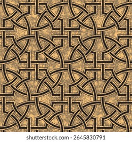 Vektor Art Deco nahtloses Muster mit goldenem Aquarell gemalte Textur auf schwarzem Hintergrund