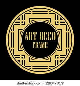 Vector art deco style circle frame. Art-deco decoration for text. Design element for boutique, restaurant, menu and logo template