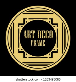 Vector art deco style circle frame. Art-deco decoration for text. Design element for boutique, restaurant, menu and logo template
