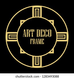 Vector art deco style circle frame. Art-deco decoration for text. Design element for boutique, restaurant, menu and logo template