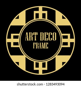 Vector art deco style circle frame. Art-deco decoration for text. Design element for boutique, restaurant, menu and logo template