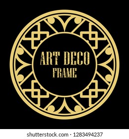 Vector art deco style circle frame. Art-deco decoration for text. Design element for boutique, restaurant, menu and logo template