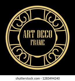 Vector art deco style circle frame. Art-deco decoration for text. Design element for boutique, restaurant, menu and logo template