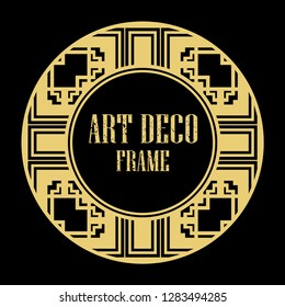 Vector art deco style circle frame. Art-deco decoration for text. Design element for boutique, restaurant, menu and logo template