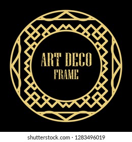 Vector art deco style circle frame. Art-deco decoration for text. Design element for boutique, restaurant, menu and logo template
