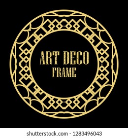 Vector art deco style circle frame. Art-deco decoration for text. Design element for boutique, restaurant, menu and logo template