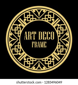 Vector art deco style circle frame. Art-deco decoration for text. Design element for boutique, restaurant, menu and logo template