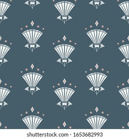 Vector Art Deco Style inspired Geometric Lilies seamless pattern background.