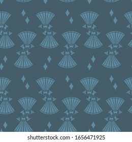 Vector Art Deco Style inspired Geometric Lilies seamless pattern background.