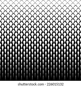 Vector art deco tiles pattern. Abstract gradient op art seamless monochrome background with rhombus