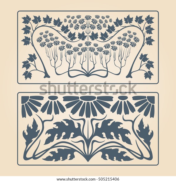 Фотообои "Vector art deco two floral square ornaments. 