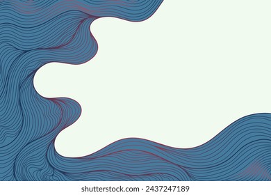Vector art deco wavy luxury pattern, wave line in blue and red color. Organic dynamic pattern, texture for print, wall art, packaging design