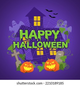 Vector art decoration of Happy Halloween isolated on black