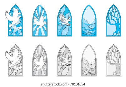 Vector art depicting isolated stained glass window