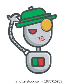 Vektorkunst-Design, verwirrter Mülleimer-Robotercharakter, süße Illustration