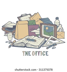 Vector art for design. The office objects.