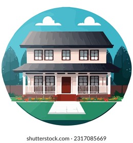 Vector Art Design Showcasing a Contemporary House and Lot