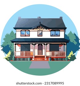 Vector Art Design Showcasing a Delightful House and Lot