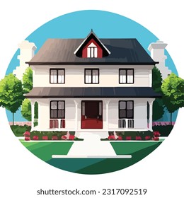 Vector Art Design Showcasing a House and Lot in the Heart of the City
