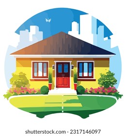 Vector Art Design Showcasing a Stylish and Modern Townhome and Lot