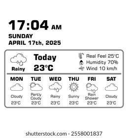 vector art design of weather forecast, application of science and technology to predict the conditions of the atmosphere based location and time, sunny, rainy, winter, summer, humidity, temperature