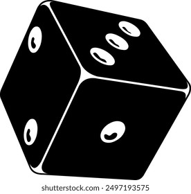 Vector art of a dice. Given in black flat style. Line art. Vector illustration.